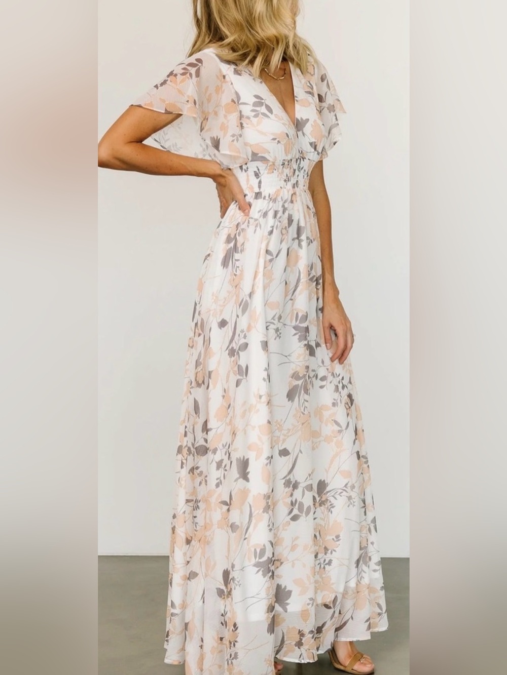 Baltic Born Lynlee Metallic Floral Maxi Dress L NWT